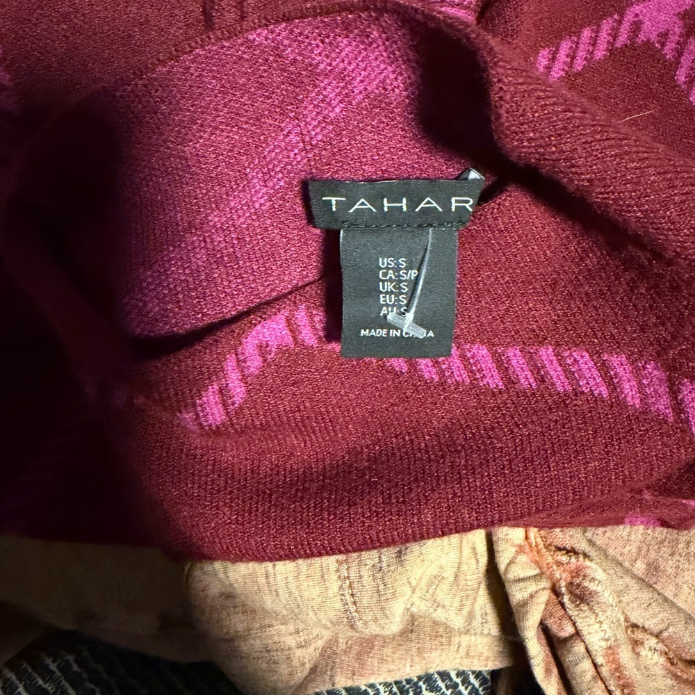Tahari Red And Pink Diamond Sweater View 3